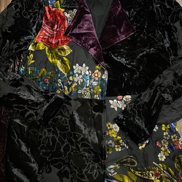 Soft Surroundings LISETTE Velvet Boho Burnout Jacket Topper Art to Wear large - Picture 9 of 13